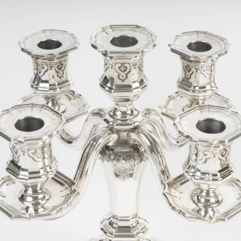 Charles Christofle Pair of Table End Candelabra, Solid Silver, 19th Century
