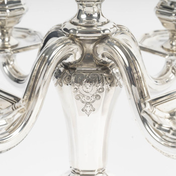Charles Christofle Pair of Table End Candelabra, Solid Silver, 19th Century