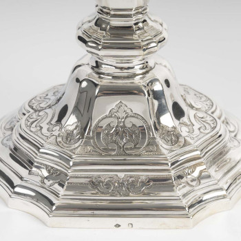 Charles Christofle Pair of Table End Candelabra, Solid Silver, 19th Century