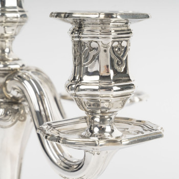 Charles Christofle Pair of Table End Candelabra, Solid Silver, 19th Century