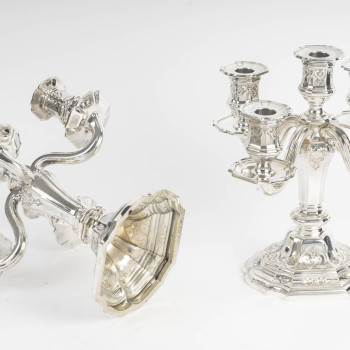 Charles Christofle Pair of Table End Candelabra, Solid Silver, 19th Century