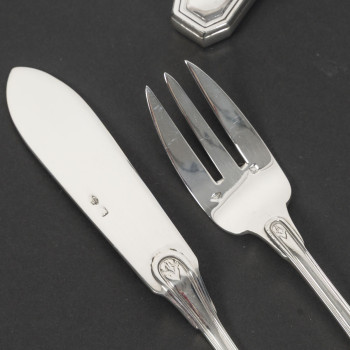 JEAN TETARD – C. CHRISTOFLE MENAGERE de 144 PIECES EN ARGENT MASSIF MODELE AUBUSSON Epoque 1930