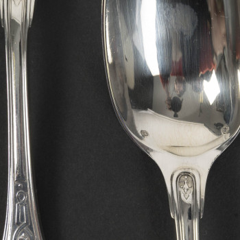 JEAN TETARD – C. CHRISTOFLE MENAGERE de 144 PIECES EN ARGENT MASSIF MODELE AUBUSSON Epoque 1930