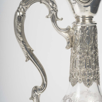 ARMAND GROSS – Pair of crystal and sterling silver ewers, late 19th century