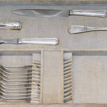 JEAN TETARD – C. CHRISTOFLE MENAGERE de 144 PIECES EN ARGENT MASSIF MODELE AUBUSSON Epoque 1930
