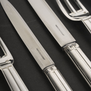 JEAN E. PUIFORCAT – 146-piece solid silver flatware set, "BIARRITZ" pattern, circa 1930