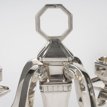 Pair of Art Deco solid silver candelabra by Leroy, circa 1930