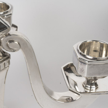 Pair of Art Deco solid silver candelabra by Leroy, circa 1930