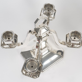 Pair of Art Deco solid silver candelabra by Leroy, circa 1930