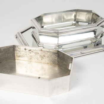 Ravinet d'Enfert - Centerpiece and Matching Planter in Solid Silver Art Deco Period