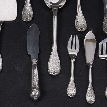 JEAN E. PUIFORCAT - MENAGERE 147 PIECES en ARGENT Modèle « ELYSEE » Epoque 1930