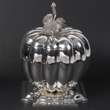 GUTIERREZ - Centre de table en forme de citrouille en argent massif Circa 1970