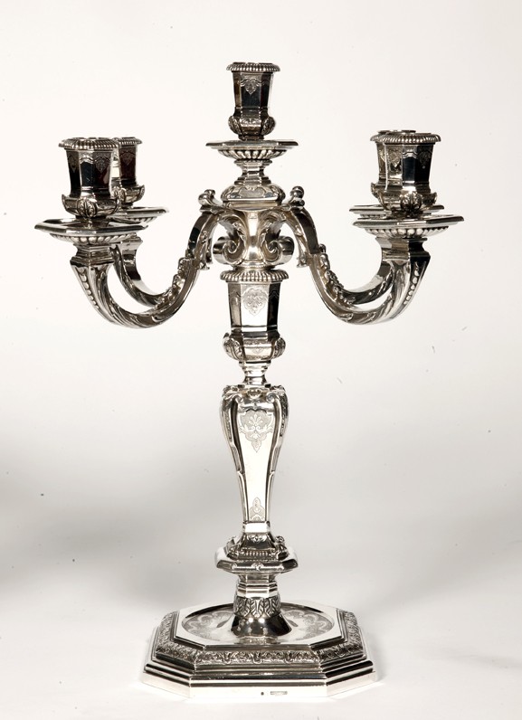 FOUQUET LAPAR - Pair of candlesticks in sterling silver 19th Regency