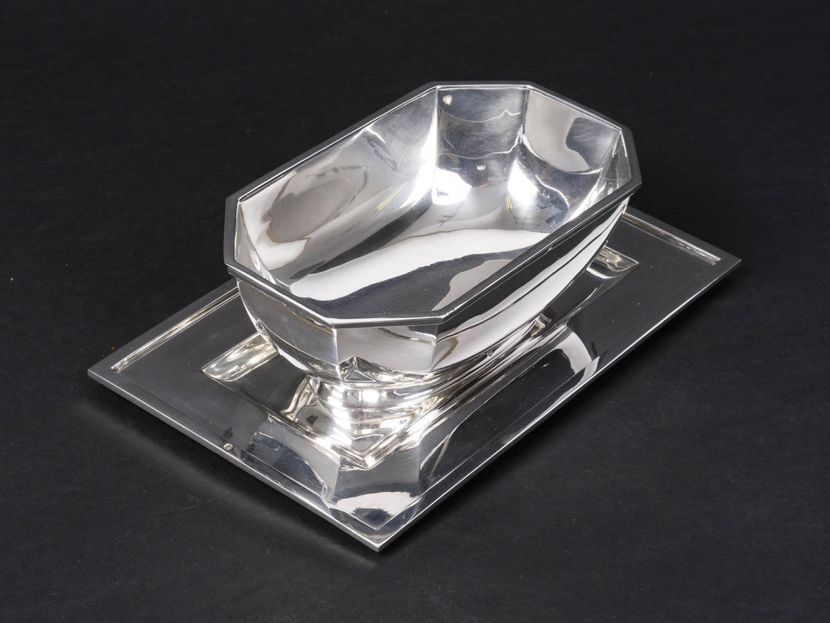 Cardeilhac – Solid Silver Sauce Boat and Liner, Art Deco Period