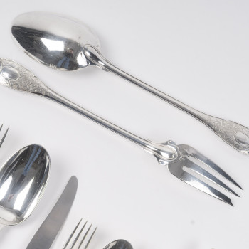 Jean E. Puiforcat  - solid silver flatware set  88 pieces  Élysée  1930