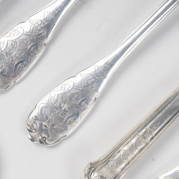 Jean E. Puiforcat  - solid silver flatware set  88 pieces  Élysée  1930