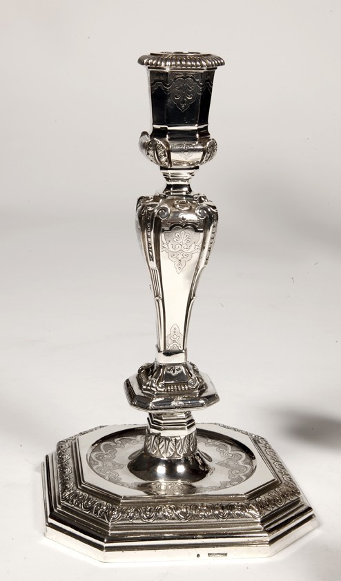 FOUQUET LAPAR - Pair of candlesticks in sterling silver 19th Regency