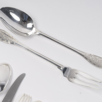 Jean E. Puiforcat  - solid silver flatware set  88 pieces  Élysée  1930