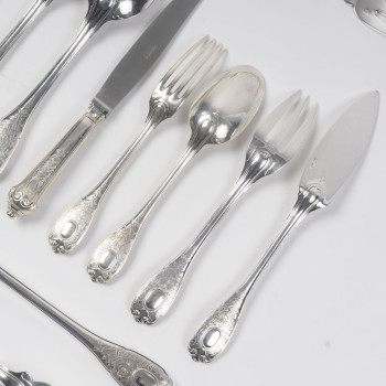 Jean E. Puiforcat  - solid silver flatware set  88 pieces  Élysée  1930