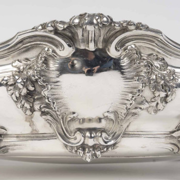 BOIN TABURET – JARDINIERE LOUIS XV EN ARGENT MASSIF ET SA DOUBLURE - XIXe