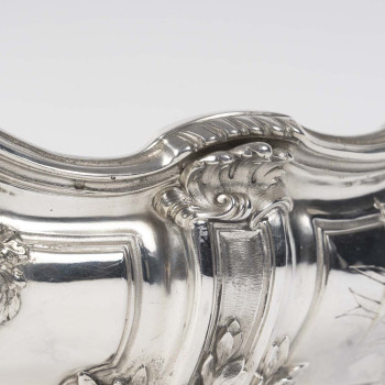 BOIN TABURET – JARDINIERE LOUIS XV EN ARGENT MASSIF ET SA DOUBLURE - XIXe