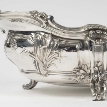 BOIN TABURET – JARDINIERE LOUIS XV EN ARGENT MASSIF ET SA DOUBLURE - XIXe