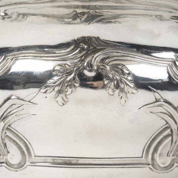 BOIN TABURET – JARDINIERE LOUIS XV EN ARGENT MASSIF ET SA DOUBLURE - XIXe