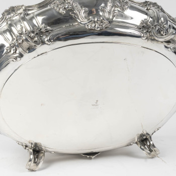 BOIN TABURET – JARDINIERE LOUIS XV EN ARGENT MASSIF ET SA DOUBLURE - XIXe