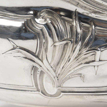 BOIN TABURET – JARDINIERE LOUIS XV EN ARGENT MASSIF ET SA DOUBLURE - XIXe