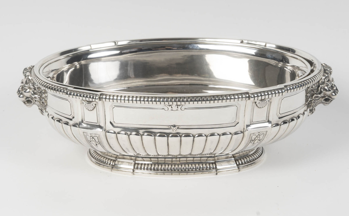 PUIFORCAT – JARDINIERE EN ARGENT MASSIF et sa doublure Circa début XXe