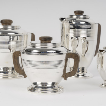 BOIN TABURET Four-Piece Solid Silver Tea/Coffee Service, Art Deco Period
