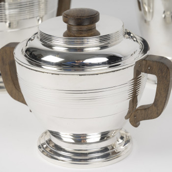 BOIN TABURET   Service thé / café 4 pièces en argent massif, Epoque ART DECO
