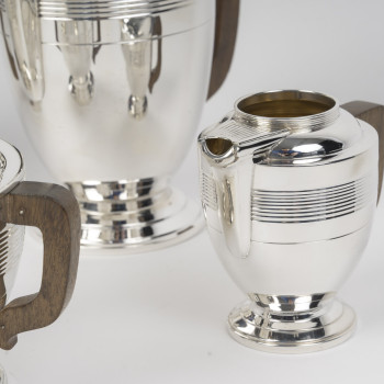 BOIN TABURET   Service thé / café 4 pièces en argent massif, Epoque ART DECO