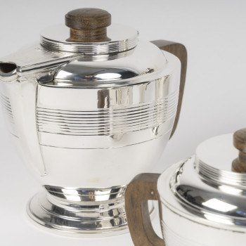 BOIN TABURET   Service thé / café 4 pièces en argent massif, Epoque ART DECO