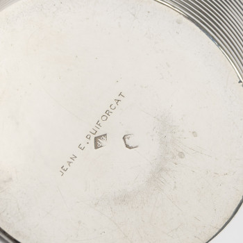 JEAN E. PUIFORCAT - Solid silver mustard pot, Art Deco, circa 1930