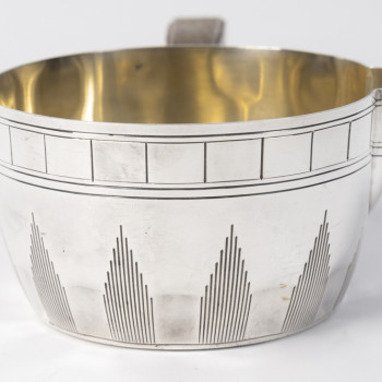 BOIN TABURET – Casserole en argent massif Epoque ART DECO