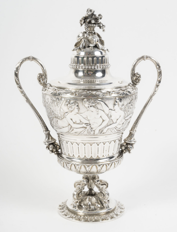 ODIOT – Drageoir couvert en argent massif Epoque NAPOLEON III