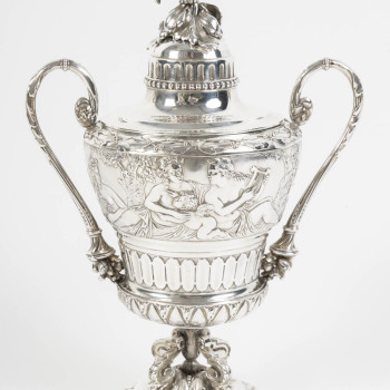 ODIOT – Drageoir couvert en argent massif Epoque NAPOLEON III