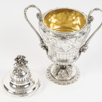 ODIOT – Drageoir couvert en argent massif Epoque NAPOLEON III
