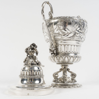 ODIOT – Drageoir couvert en argent massif Epoque NAPOLEON III