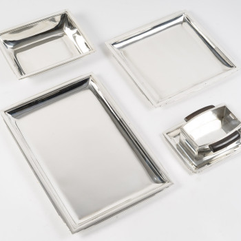 JEAN E. PUIFORCAT- Set de platerie 4 pièces en argent massif, époque Art déco