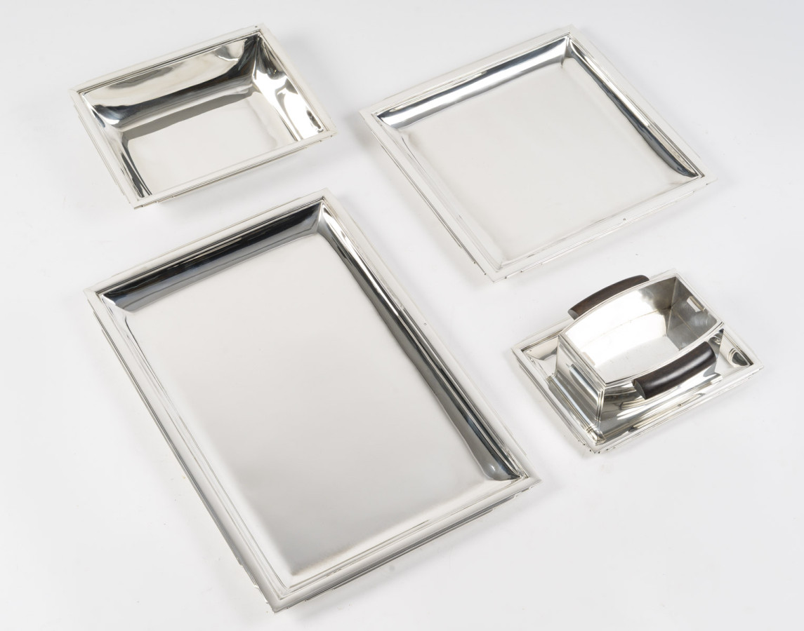 JEAN E. PUIFORCAT- Set de platerie 4 pièces en argent massif, époque Art déco