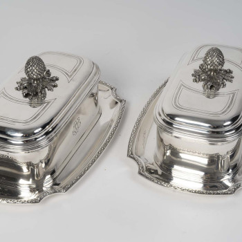 BOIN TABURET – Pair of 19th-Century Solid Silver Terrines