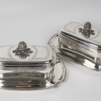 BOIN TABURET – Pair of 19th-Century Solid Silver Terrines
