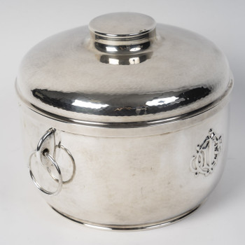 CHRISTIAN DIOR Solid Silver and Crystal Caviar Service Northern Italy, 20th