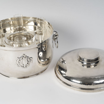 CHRISTIAN DIOR Solid Silver and Crystal Caviar Service Northern Italy, 20th