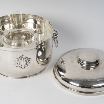 CHRISTIAN DIOR Solid Silver and Crystal Caviar Service Northern Italy, 20th