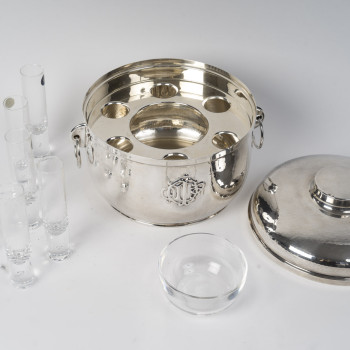 CHRISTIAN DIOR Solid Silver and Crystal Caviar Service Northern Italy, 20th