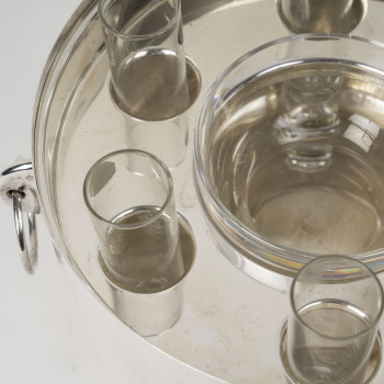 CHRISTIAN DIOR Solid Silver and Crystal Caviar Service Northern Italy, 20th