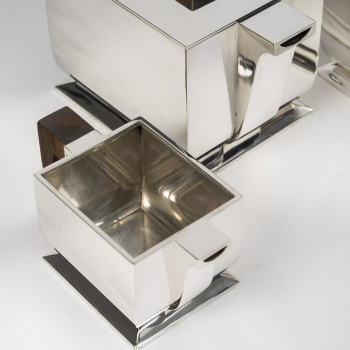 TETARD  FRERES - Service à thé et café Art déco en argent, modèle cubiste Circa 1925/1930